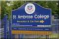 Notice for St Ambrose College, Hale Barns, Cheshire