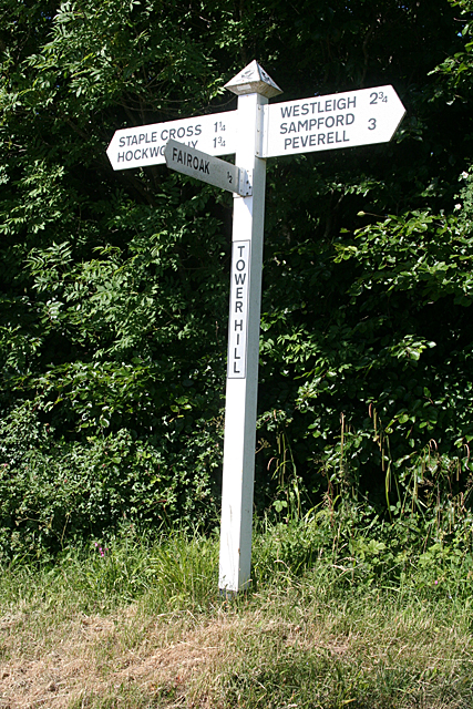 Hockworthy: Tower Hill signpost
