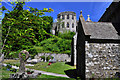 Castle, churchyard and porch - St Donat