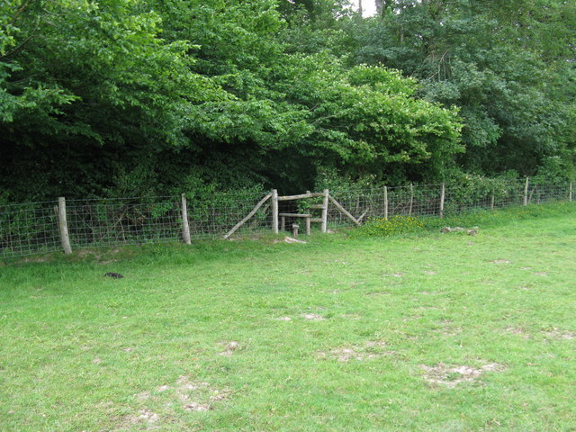 Stile at entrance into Downlands Wood
