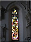 TQ3769 : St. George's Church - stained glass window "St. George" by Mike Quinn
