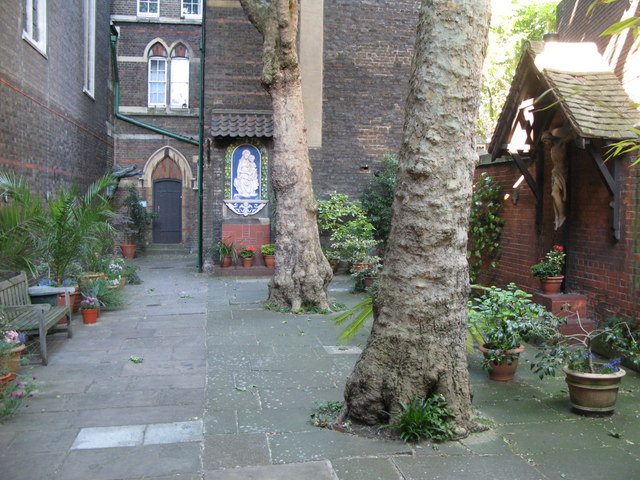 The church of Saint Alban The Martyr, Brooke Street, EC1 - courtyard