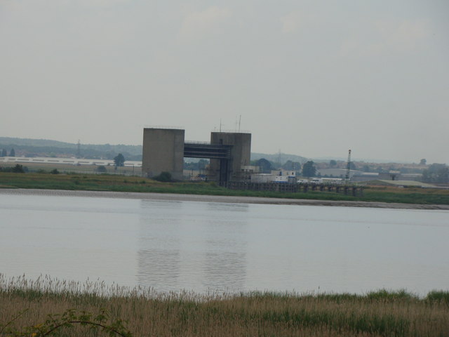 The Dartford Flood Barrier, viewed from the steps to the Rainham Marshes Information Centre