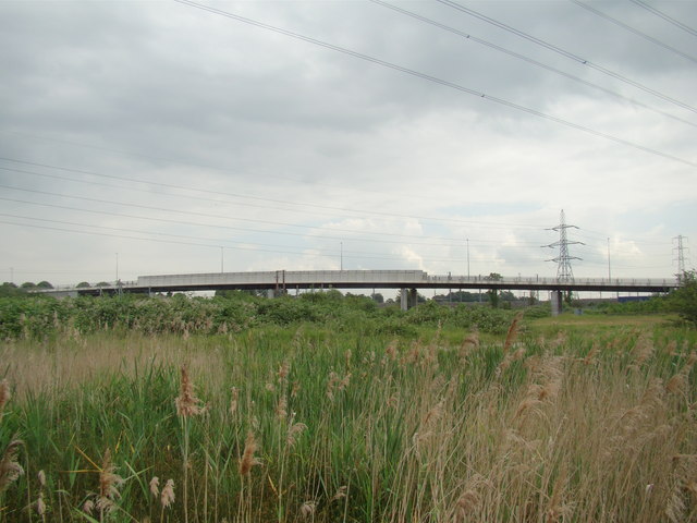 New Tank Hill Road bridge, viewed from Rainham Marshes Nature Reserve