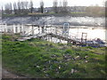 Locked door on landing stage, River Usk, Newport