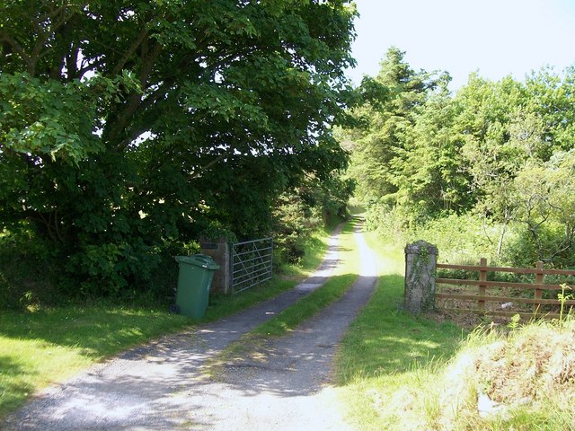 Private road leading to Fferm Maesoglan Farm