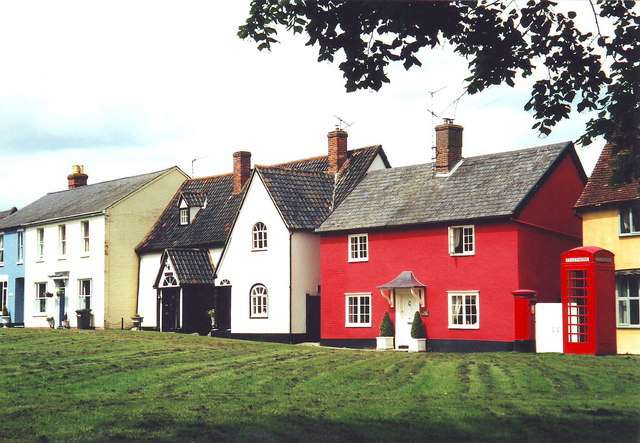 Colourful cottages at Hartest, Suffolk