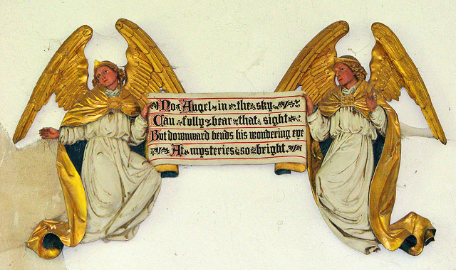 St Mary's church in Flitcham - angels holding scrolls