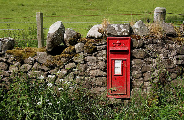 A postbox at Primsidemill