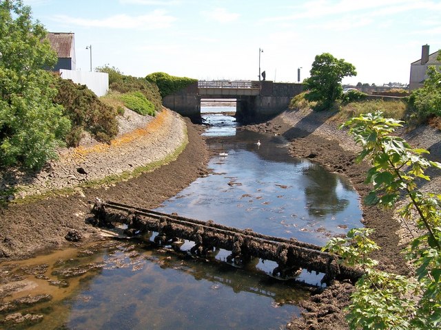 The Afon Erch below the new flood gates