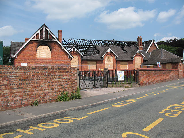 St Peter's church hall, burnt out