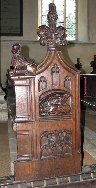 St Mary's church in Dennington - C15 carved bench end