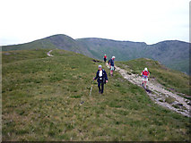 NY3509 : The ridge path between Great Rigg and Heron Pike by Karl and Ali