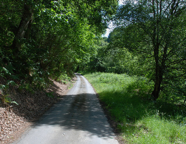 Minor road under Coed Gwernafon