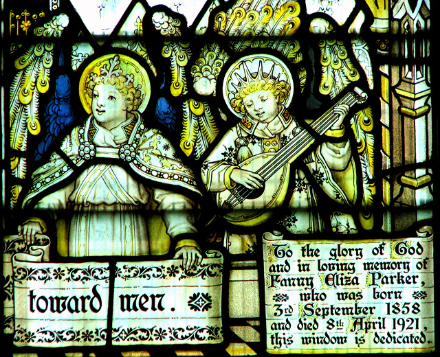 St Nicholas' church in Dersingham - C20 glass (detail)