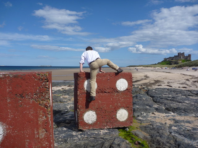 A Geographer Getting To Grips With His Subject : Climbing Blocks at Bamburgh, Northumberland