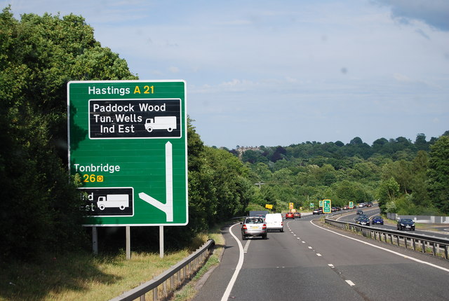 A26 turn off to Tonbridge © N Chadwick cc-by-sa/2.0 :: Geograph Britain ...