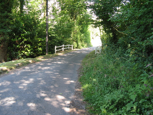 View east along Fowly Lane near Huggett's Farm