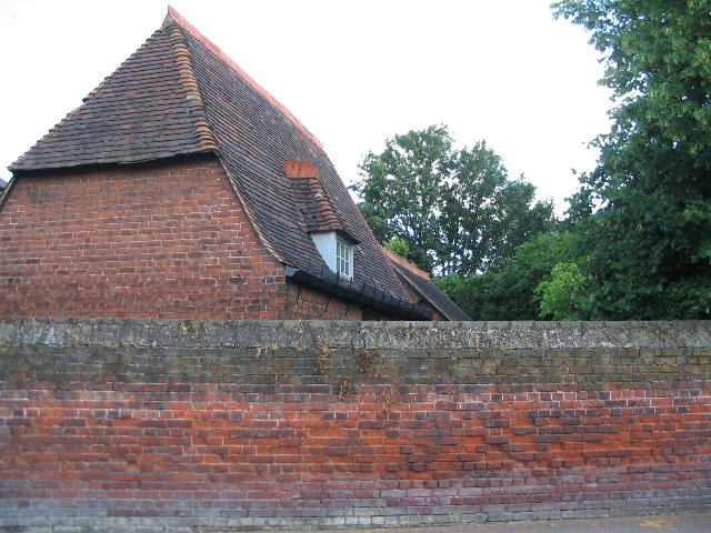 Buildings behind a wall, Red House Lane
