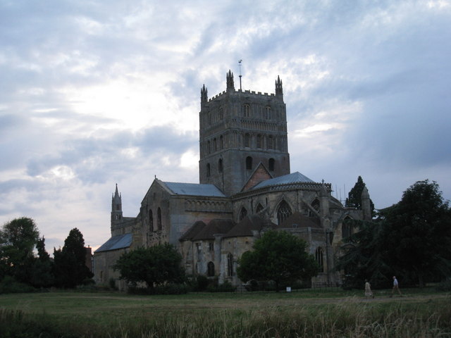 Evening view of Tewkesbury Abbey