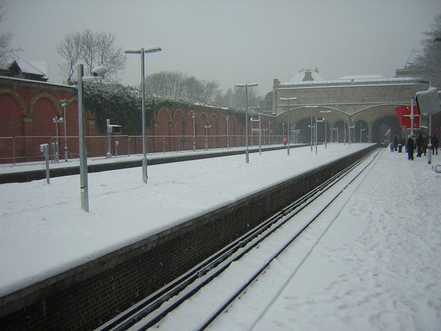Crystal Palace Station in heavy snow
