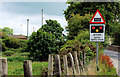 "Level crossing ahead" sign, Moira