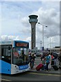 Bus stop and control tower, Luton Airport