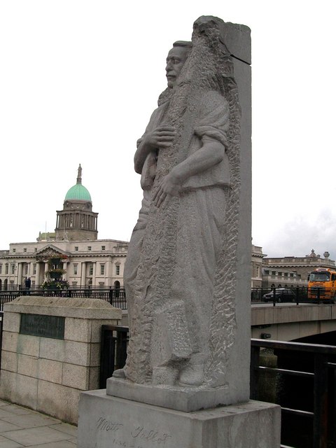 A statue of the Venerable Matt Talbot at the southern end of Matt Talbot Bridge
