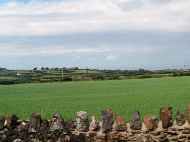 Farmland alongside the railway line at Ty Croes