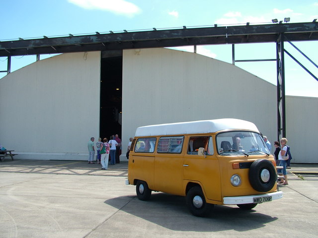 VW camper outside the Hush House, Bentwaters