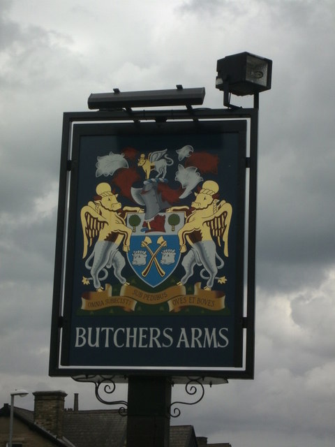 Butchers Arms, sign.  Pudsey