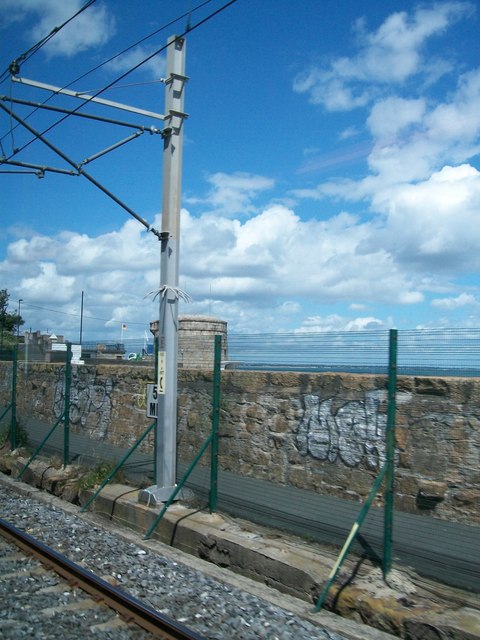 Overhead Gantry and a Martello Tower south of Seapoint Station