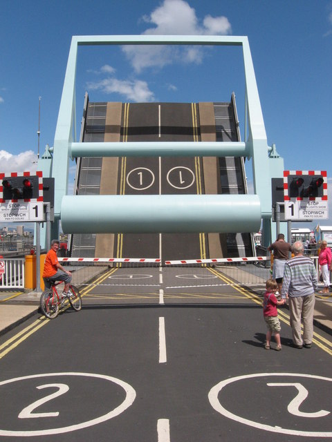 Lifting bridge on Cardiff Bay Barrage