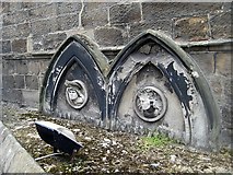 NZ8910 : Bagdale Old Hall, stone carvings by Mike Kirby