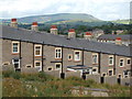 Rear of New Market Street Colne with Pendle Hill