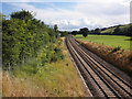 The main line from Exeter to Taunton, south of Cullompton