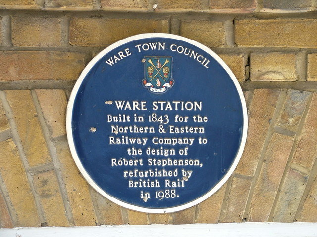 Blue Plaque on Ware railway station