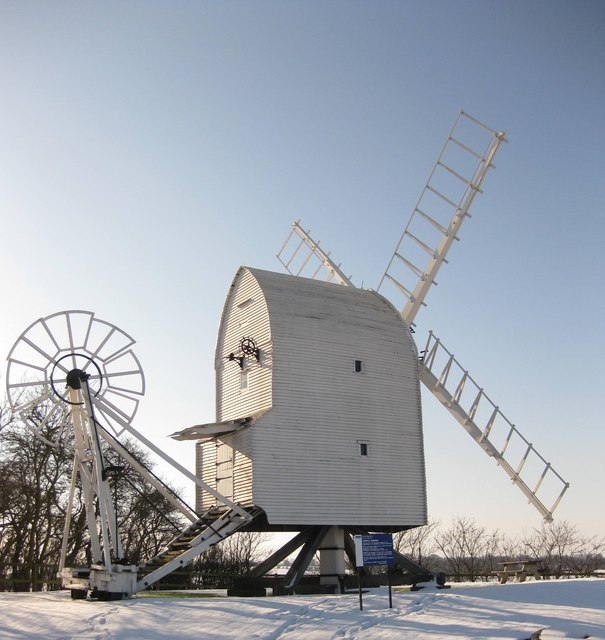 Great Chishill Windmill in the snow