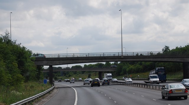 A414 crosses the M11 (Junction 7) © N Chadwick :: Geograph Britain and ...