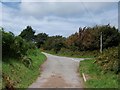 Minor road junction south of Mathan Uchaf Farm