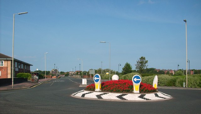 Roundabout at the junction of North Road and Bridge Road