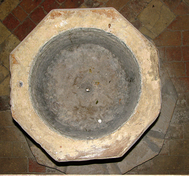 St Margaret's church in Hales - baptismal font bowl