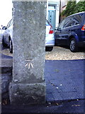 ST5975 : Benchmark on gatepost at entrance to #120 Gloucester Road by Roger Templeman