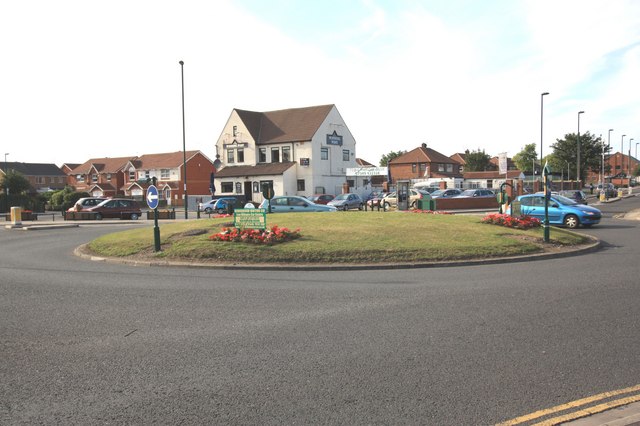 Roundabout on the A1085 road at West Dyke
