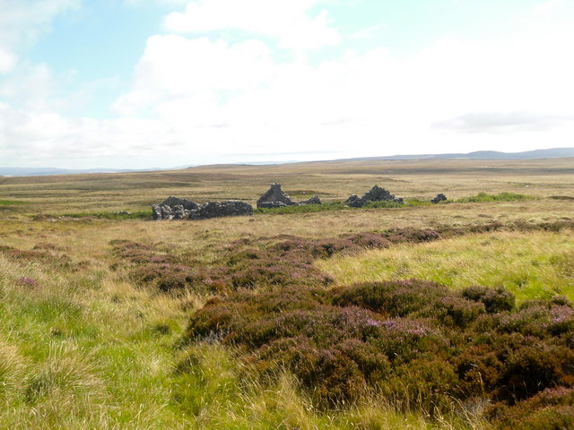 Remains of old settlement/shielings at Cnoc Maol nan Ròn