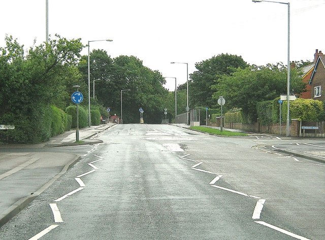 Mini-roundabout at the junction of Church Road and Langdale Road