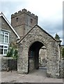 Stone lych gate at St Catwg