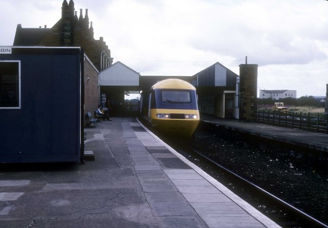 Dunbar station with a HST at the platform  by roger geach