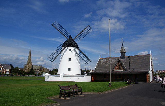 The old lifeboat house, the windmill and St John's Church