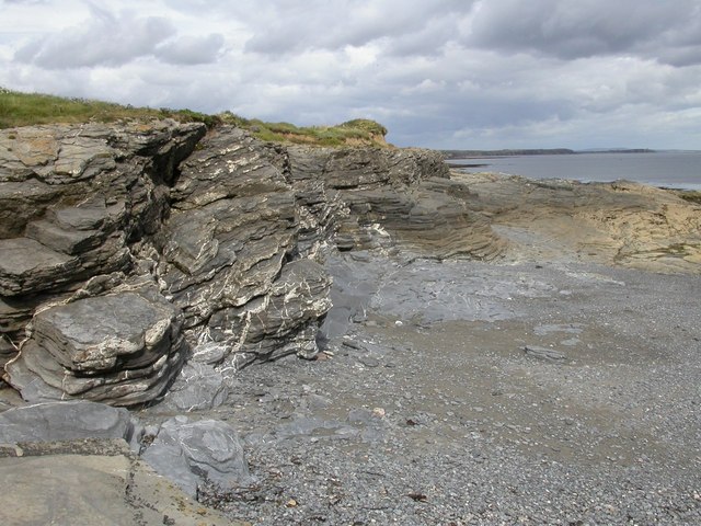 Calcite veined limestone cliffs at Slade © Mike Simms cc-by-sa/2.0 ...